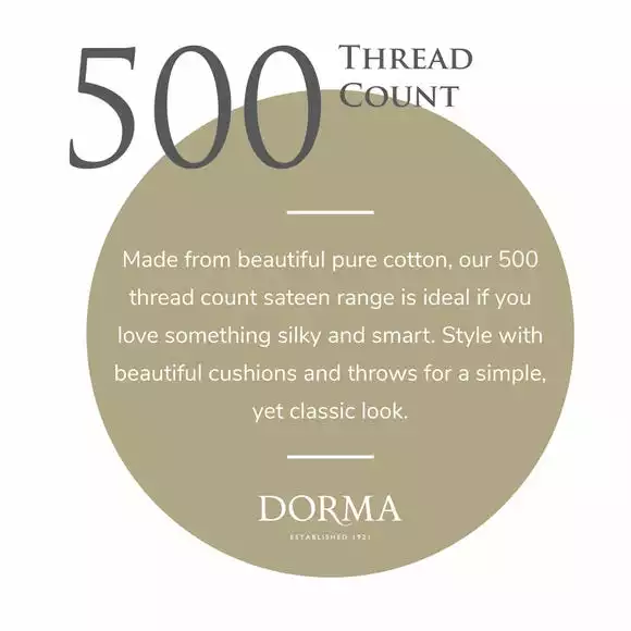 Dorma 500 Thread Count 100% Cotton Sateen Plain Flat Sheet - Image 2