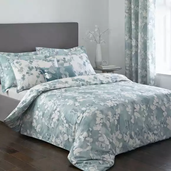 Dunelm Honesty Teal Reversible Duvet Cover And Pillowcase Set - Image 2
