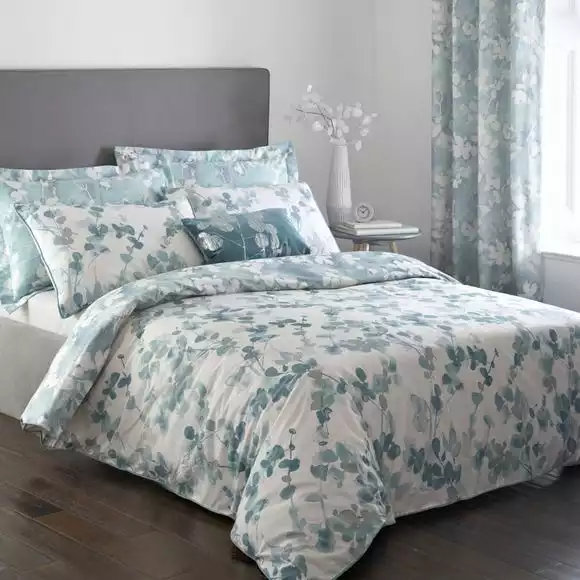 Dunelm Honesty Teal Reversible Duvet Cover And Pillowcase Set - Image 4