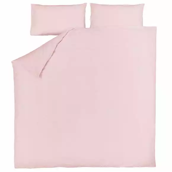 Dunelm Non Iron Plain Dye Dusky Pink Duvet Cover - Image 2