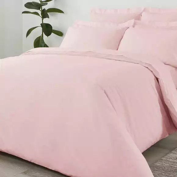 Dunelm Non Iron Plain Dye Dusky Pink Duvet Cover - Image 3