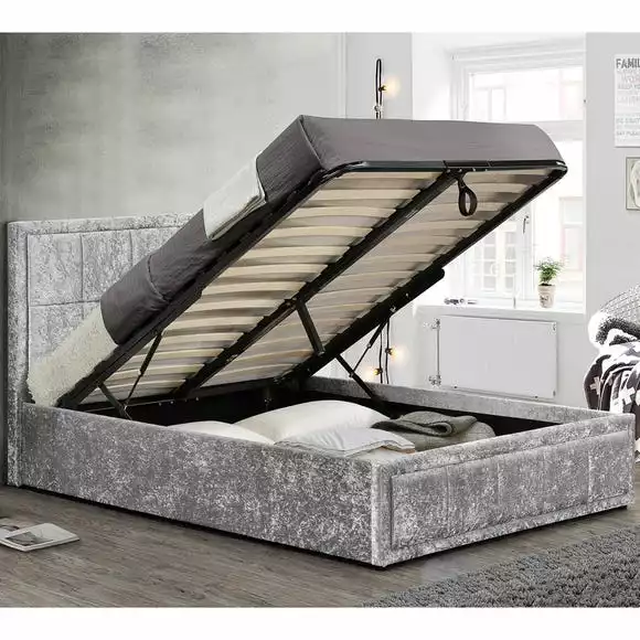 Birlea Hannover Steel Crushed Velvet Ottoman Bed - Image 6