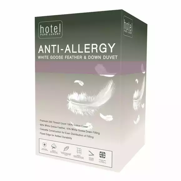 Fogarty Anti Bacterial White Goose Feather And Down 7.5 Tog Duvet - Image 5
