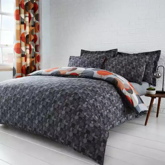 Elements Oscar Reversible Orange Duvet Cover And Pillowcase Set - Image 2