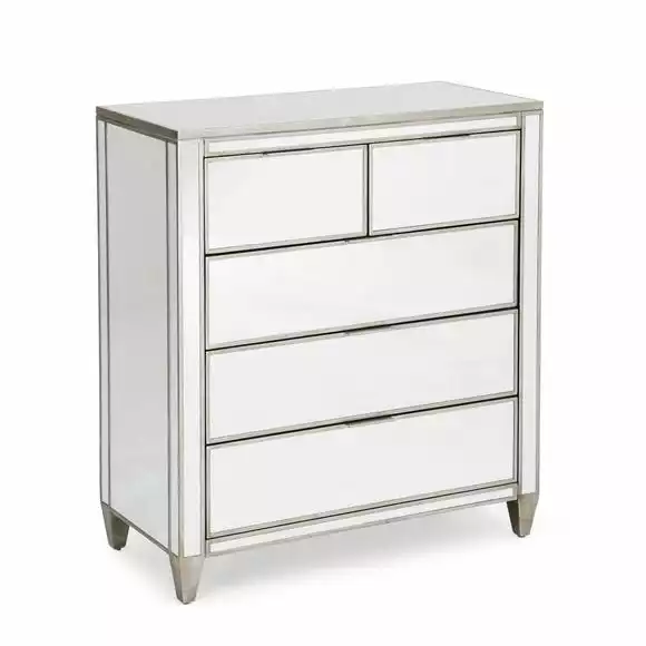 Dunelm Fitzgerald 5 Drawer Chest, Mirrored - Image 3