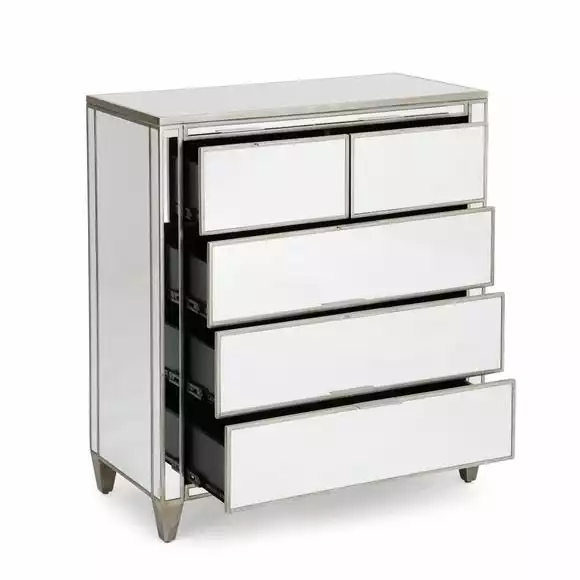 Dunelm Fitzgerald 5 Drawer Chest, Mirrored - Image 4