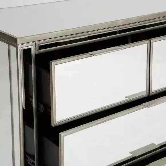 Dunelm Fitzgerald 5 Drawer Chest, Mirrored - Image 5