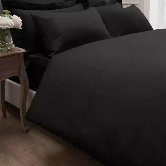 Dorma 300 Thread Count 100% Cotton Sateen Plain Black Duvet Cover - Image 4