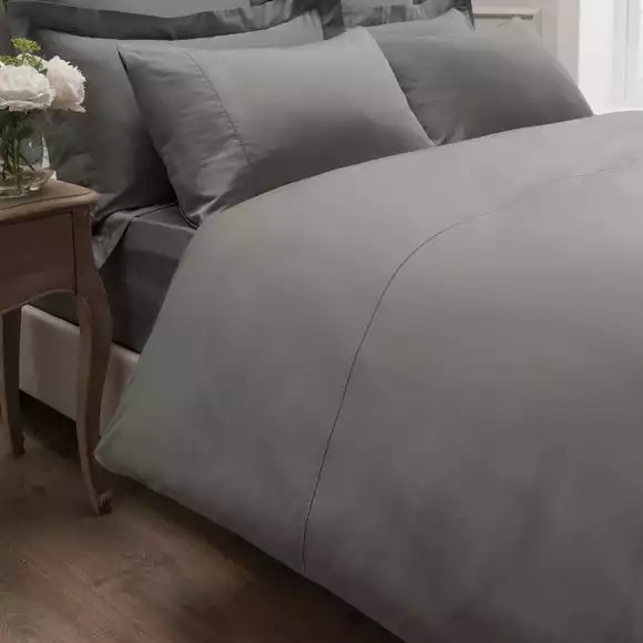 Dorma 300 Thread Count 100% Cotton Sateen Plain Slate Duvet Cover - Image 3