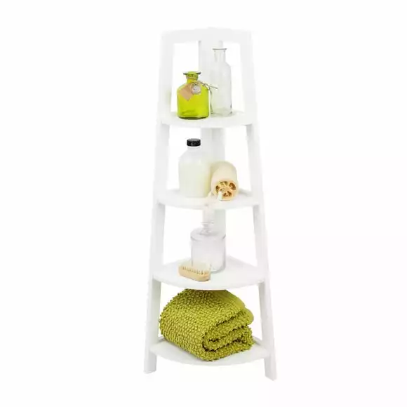Lloyd Pascal White 4 Tier Corner Shelving Unit - Image 2