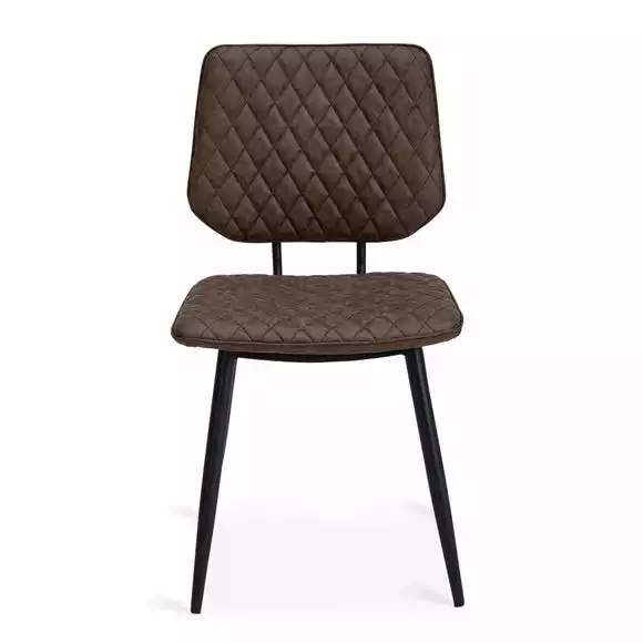 Dunelm Austin Set Of 2 Faux Leather Brown Dining Chairs - Image 3