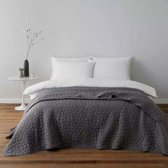 Dunelm Pebble Charcoal Grey Bedspread - Image 2