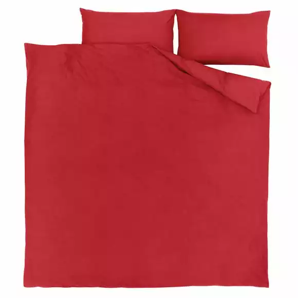 Dunelm Non Iron Plain Dye Red Duvet Cover - Image 2