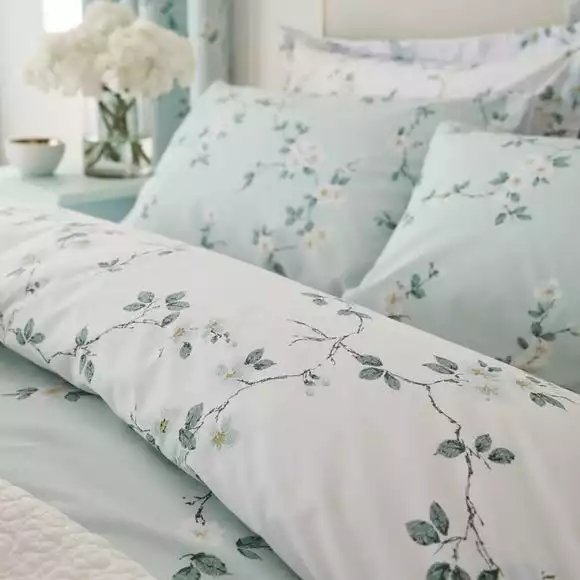 Dunelm Edith Duck Egg Floral Reversible Duvet Cover And Pillowcase Set - Image 5