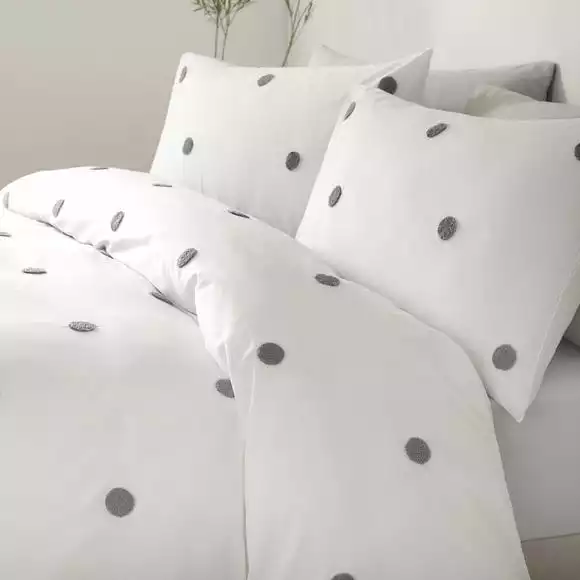 Dunelm Appletree Dot Slate 100% Cotton Duvet Cover And Pillowcase Set - Image 2