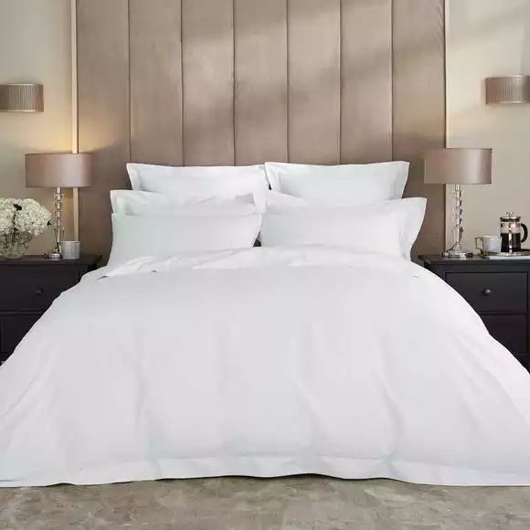 Hotel Cotton 230 Thread Count Sateen White Duvet Cover - Image 2