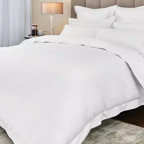 Hotel Cotton 230 Thread Count Sateen White Duvet Cover - Image 3
