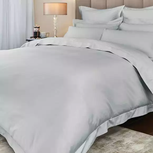 Hotel Cotton 230 Thread Count Sateen Silver Duvet Cover - Image 5