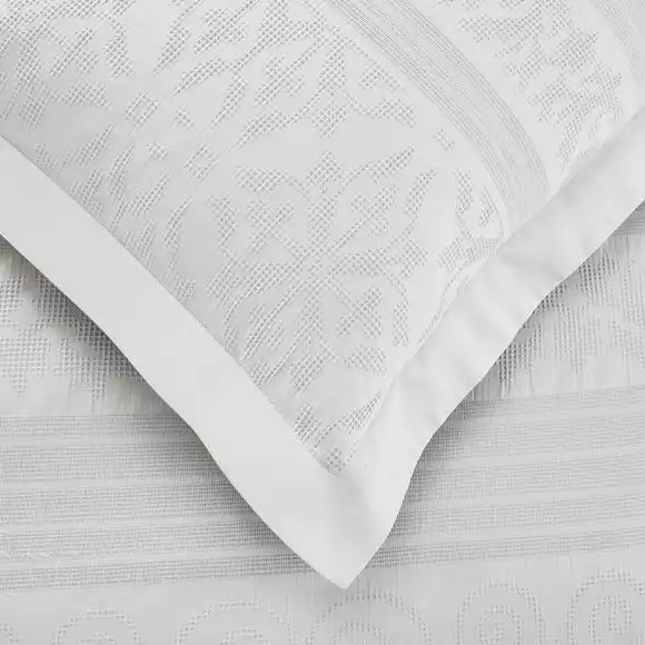 Dorma Purity Paloma 100% Cotton White Jacquard Duvet Cover - Image 5