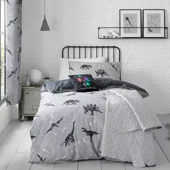 Dunelm Black Space Dinosaur Fitted Sheet - Image 2