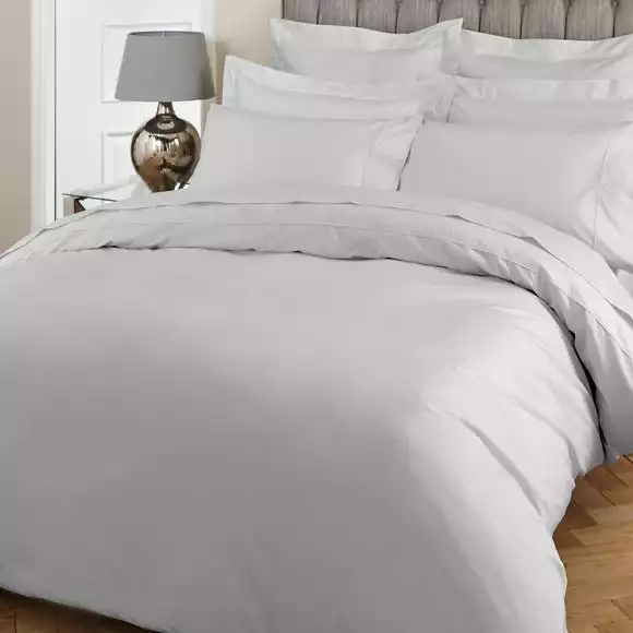 Dorma Egyptian Cotton 400 Thread Count Percale Silver Duvet Cover - Image 2