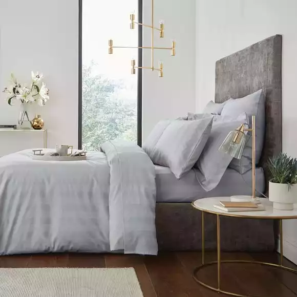 Hotel Cotton 230 Thread Count Silver Stripe Duvet Cover - Image 3