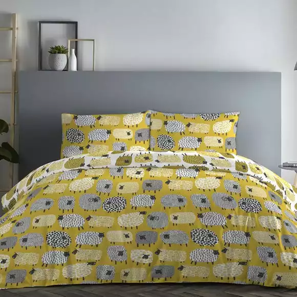 Fusion Dotty Sheep Yellow Duvet Cover And Pillowcase Set - Image 2