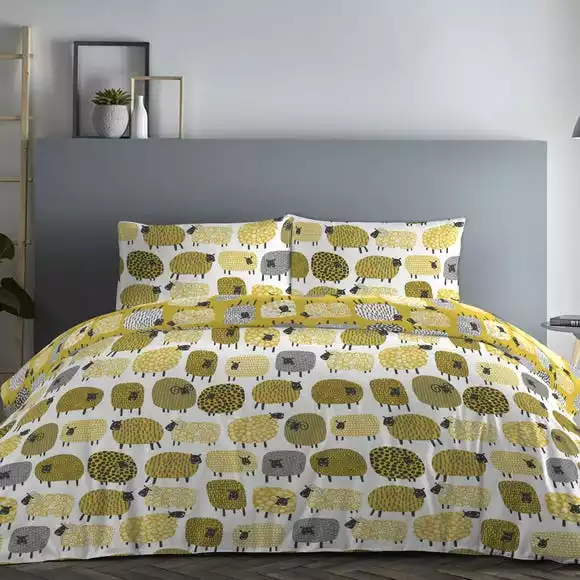 Fusion Dotty Sheep Yellow Duvet Cover And Pillowcase Set - Image 3