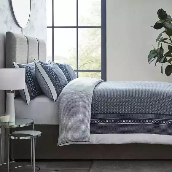 Dorma Abbotswood 100% Cotton Navy Duvet Cover And Pillowcase Set - Image 3