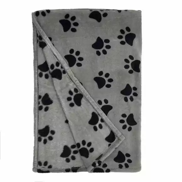 Dunelm Paw Printed Fleece 130cm X 170cm Throw - Image 2