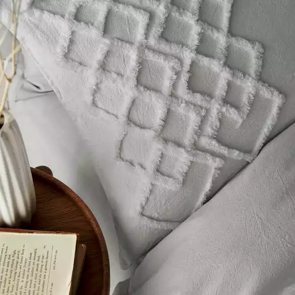 Pineapple Elephant Tufted Grey Diamond 100% Cotton Duvet Cover And Pillowcase Set - Image 2