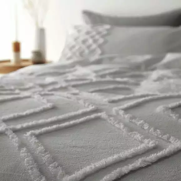 Pineapple Elephant Tufted Grey Diamond 100% Cotton Duvet Cover And Pillowcase Set - Image 3