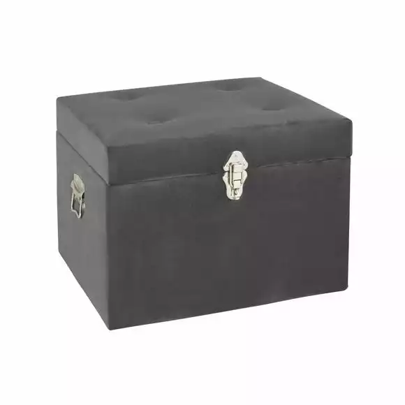 Dunelm Luxe Grey Velvet Storage Trunk - Image 3