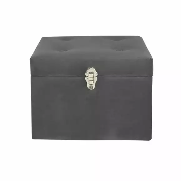 Dunelm Luxe Grey Velvet Storage Trunk - Image 4
