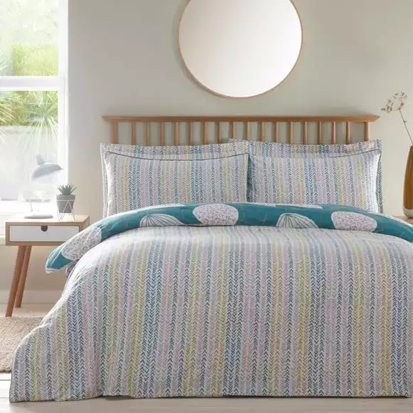Elements Emmott Reversible Teal Duvet Cover And Pillowcase Set - Image 2
