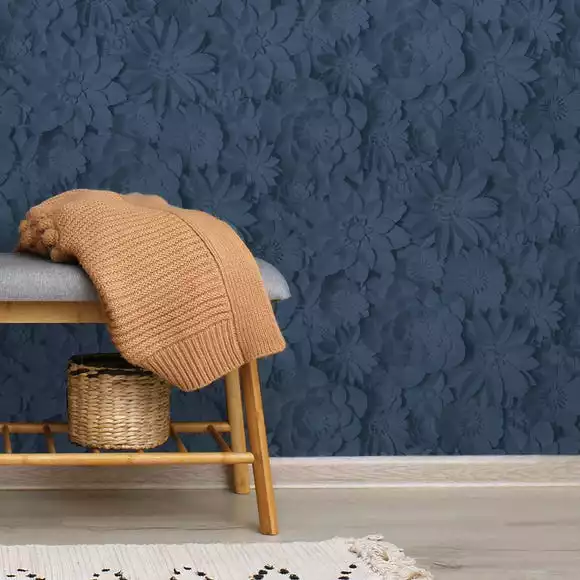 Dunelm Dimensions Floral Navy Wallpaper - Image 2