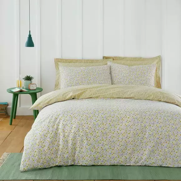 Dunelm Bessie Ditsy Floral Ochre 100% Cotton Reversible Duvet Cover And Pillowcase Set - Image 2