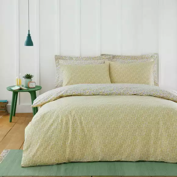 Dunelm Bessie Ditsy Floral Ochre 100% Cotton Reversible Duvet Cover And Pillowcase Set - Image 3