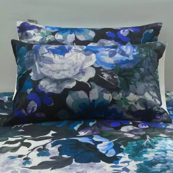 Avery Green Anastasia Floral Navy 100% Cotton Sateen Duvet Cover And Pillowcase Set - Image 2