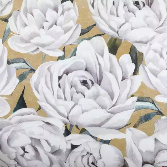 Avery Green Ava Floral Gold 100% Cotton Sateen Duvet Cover And Pillowcase Set - Image 3