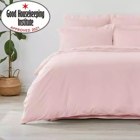 Dunelm Non Iron Plain Dye Dusky Pink Duvet Cover