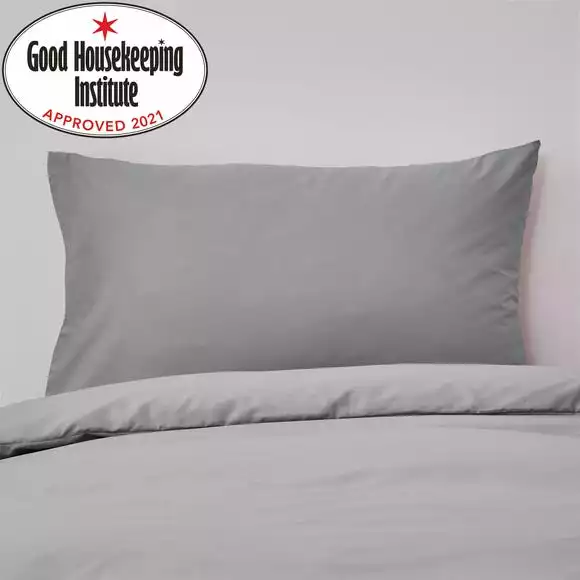 Dunelm Non Iron Plain Dye Slate Standard Pillowcase Pair