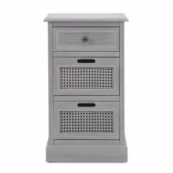 Dunelm Lucy Cane 3 Drawer Bedside Table