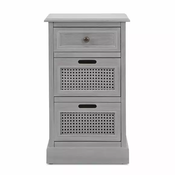 Dunelm Lucy Cane 3 Drawer Bedside Table