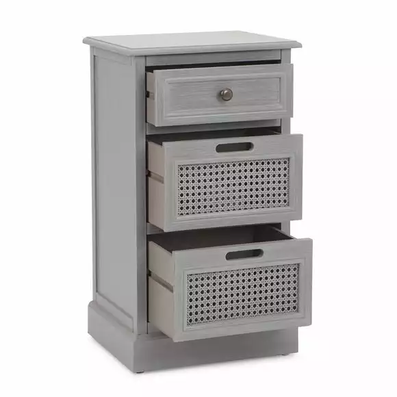 Dunelm Lucy Cane 3 Drawer Bedside Table - Image 3