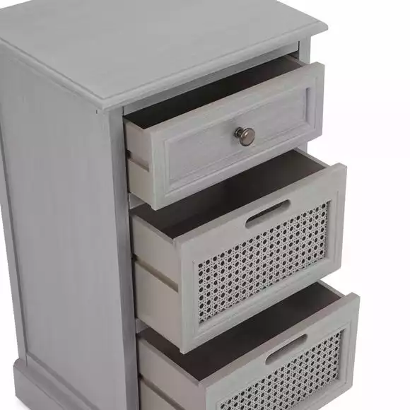 Dunelm Lucy Cane 3 Drawer Bedside Table - Image 5