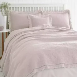 Dunelm Lace Edge Blush Bedspread