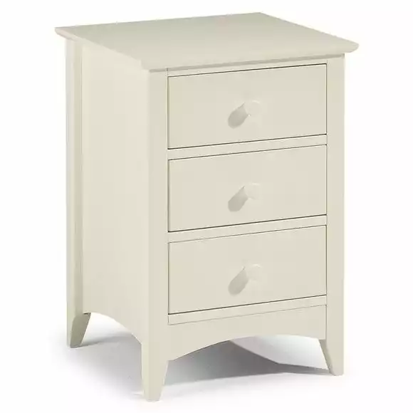 Julian Bowen Cameo 3 Drawer Bedside Table, Stone White & Pine