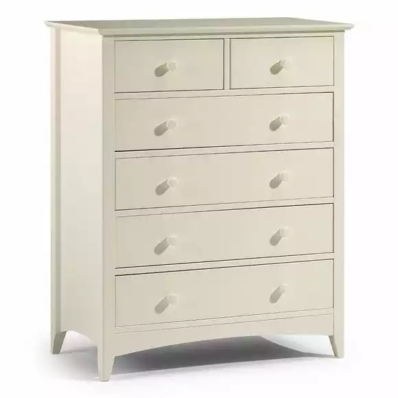 Julian Bowen Cameo 6 Drawer Chest, Stone White & Pine