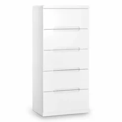 Julian Bowen Manhattan Slim 5 Drawer Chest, White
